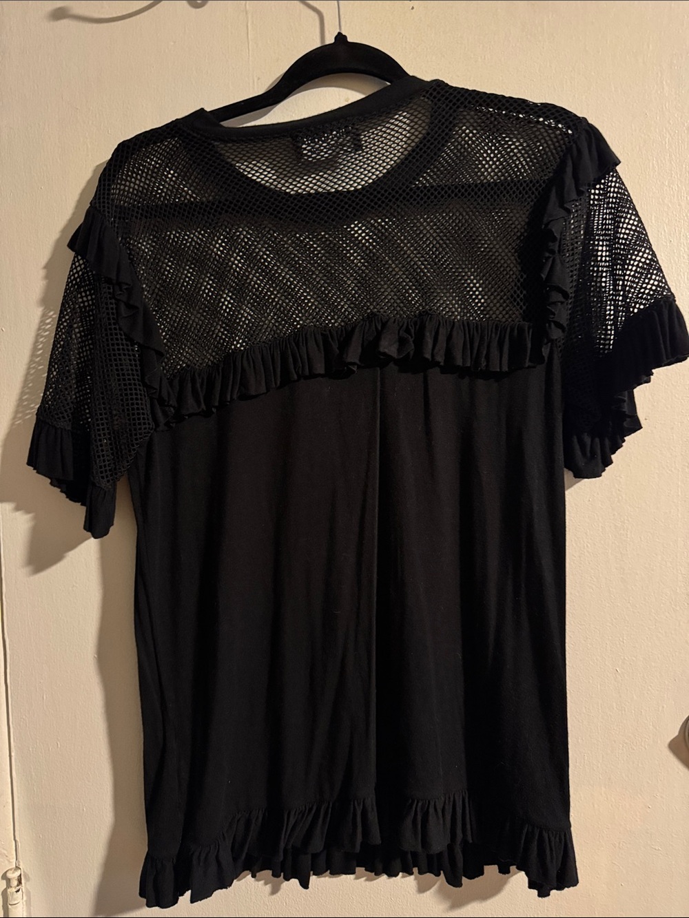 Disturbia Black Mesh Ruffle Tee - Picture 2 of 2